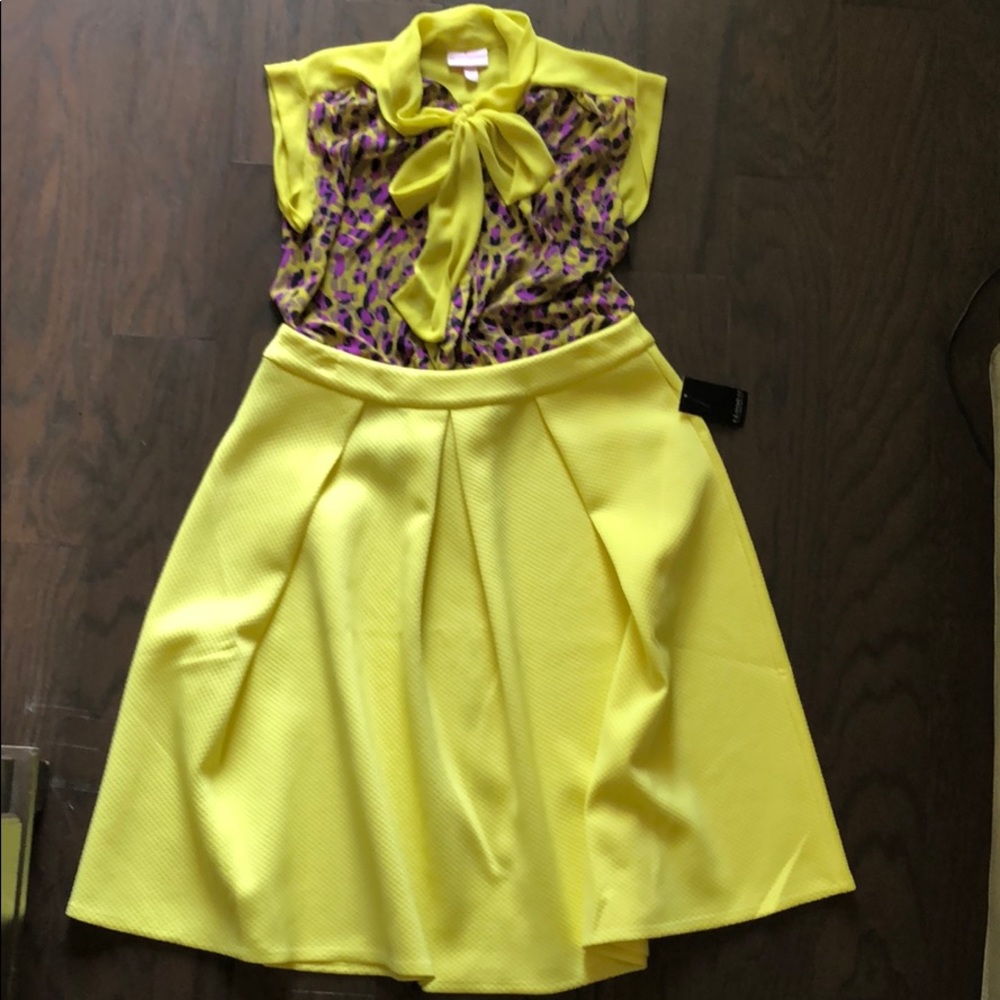 ELOQUII Neon Yellow A-line Skirt Size 16